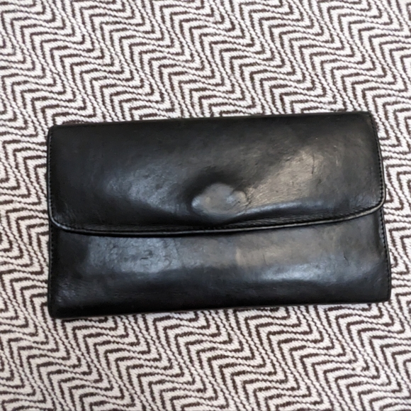 Vintage Coach Black Smooth Glove Leather Long 90's Snap Closure Wallet - Picture 2 of 16
